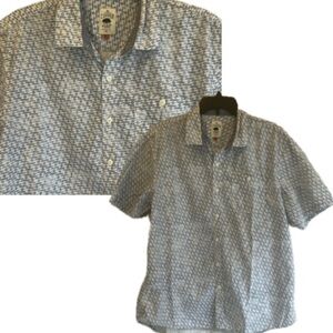 Copper & Oak Button Up Shirt Men XL Blue/White Short Sleeve Cotton Preppy Resort